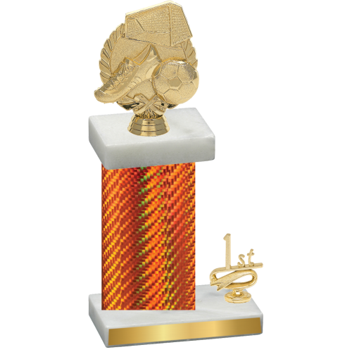 Accented Single Orange Carbon Fiber First Place Soccer Trophy