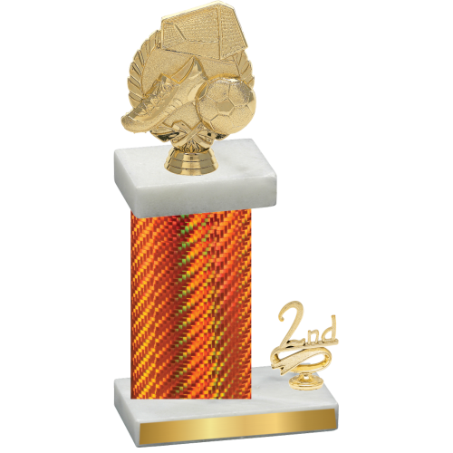 Accented Single Orange Carbon Fiber Second Place Soccer Trophy