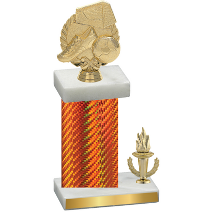 Accented Single Orange Carbon Fiber Victory Soccer Trophy