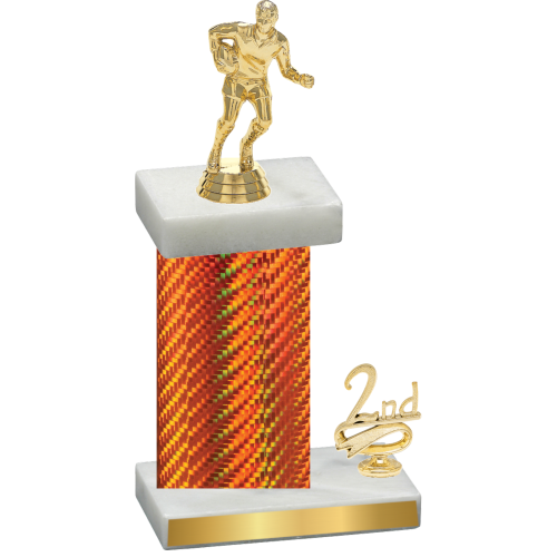 Accented Single Orange Carbon Fiber Second Place Rugby Trophy