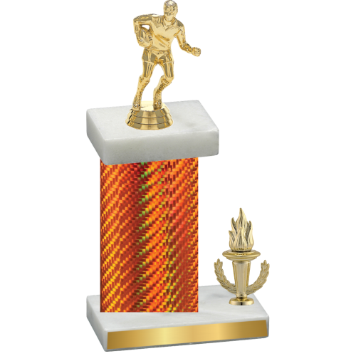 Accented Single Orange Carbon Fiber Victory Rugby Trophy