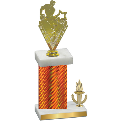 Accented Single Orange Carbon Fiber Victory Rugby Trophy