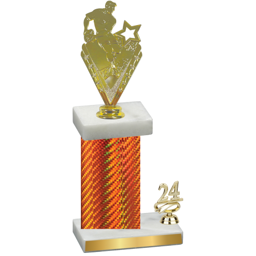 Accented Single Orange Carbon Fiber Year Rugby Trophy