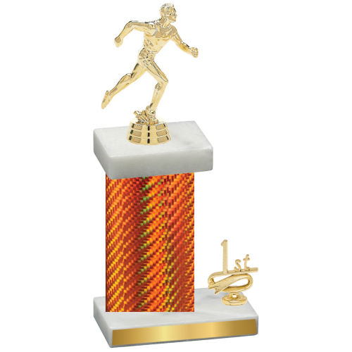 Accented Single Orange Carbon Fiber First Place Running Trophy