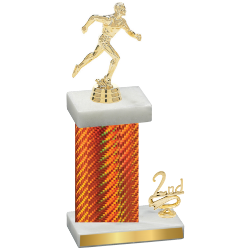 Accented Single Orange Carbon Fiber Second Place Running Trophy