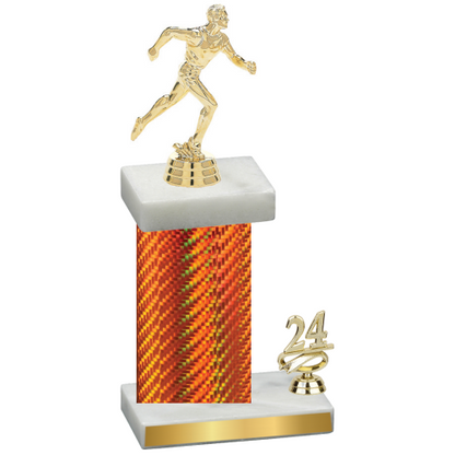 Accented Single Orange Carbon Fiber Year Running Trophy