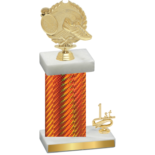 Accented Single Orange Carbon Fiber First Place Running Trophy