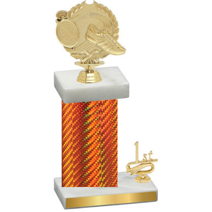 Accented Single Orange Carbon Fiber First Place Running Trophy