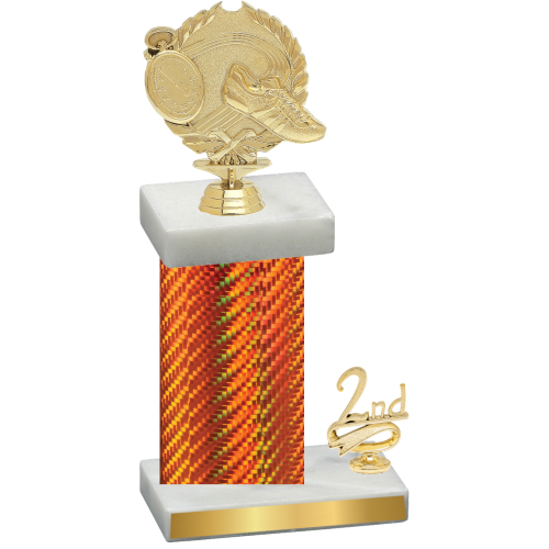 Accented Single Orange Carbon Fiber Second Place Running Trophy