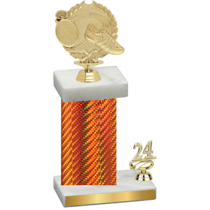 Accented Single Orange Carbon Fiber Year Running Trophy