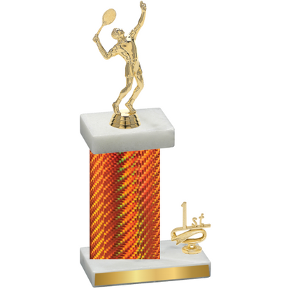 Accented Single Orange Carbon Fiber First Place Tennis Trophy