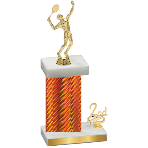 Accented Single Orange Carbon Fiber Second Place Tennis Trophy