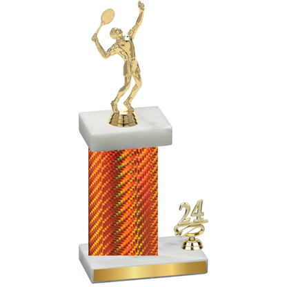 Accented Single Orange Carbon Fiber Year Tennis Trophy