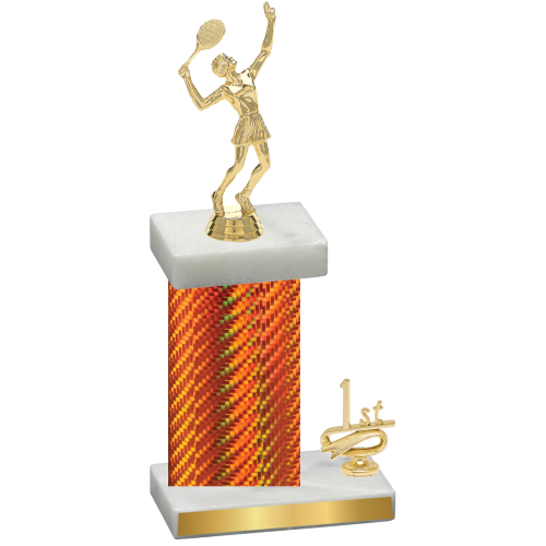 Accented Single Orange Carbon Fiber First Place Tennis Trophy