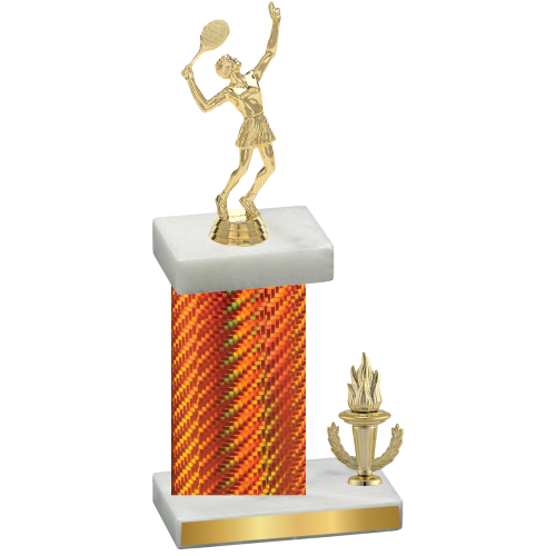 Accented Single Orange Carbon Fiber Victory Tennis Trophy