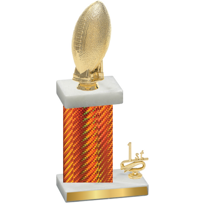 Accented Single Orange Carbon Fiber First Place Football Trophy