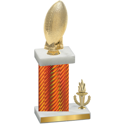 Accented Single Orange Carbon Fiber Victory Football Trophy