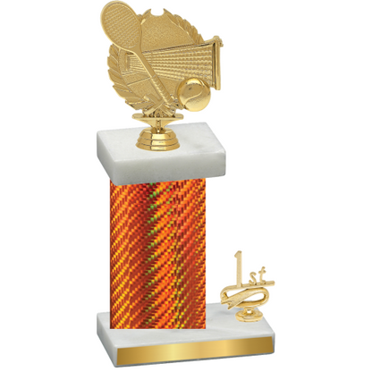 Accented Single Orange Carbon Fiber First Place Tennis Trophy