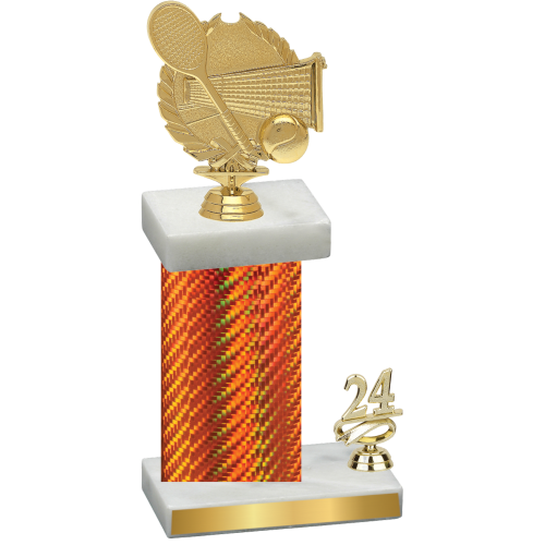 Accented Single Orange Carbon Fiber Year Tennis Trophy