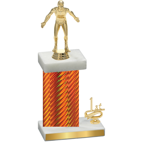 Accented Single Orange Carbon Fiber First Place Wrestling Trophy