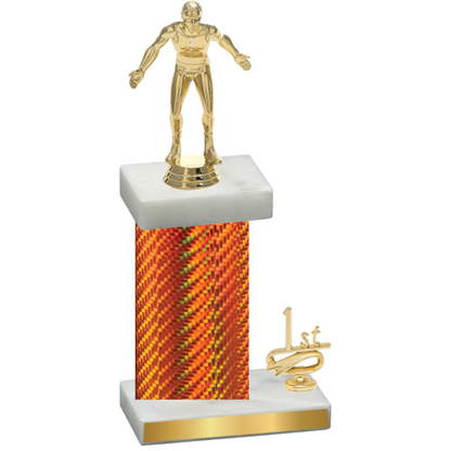 Accented Single Orange Carbon Fiber First Place Wrestling Trophy