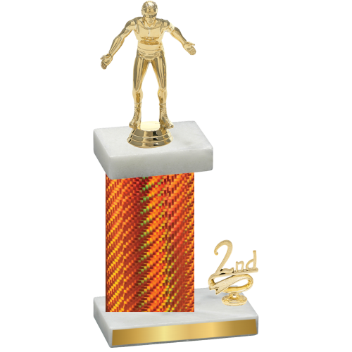 Accented Single Orange Carbon Fiber Second Place Wrestling Trophy