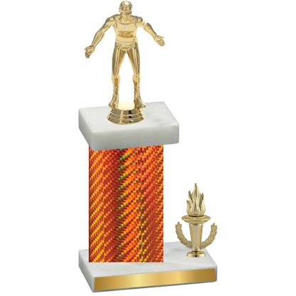 Accented Single Orange Carbon Fiber Victory Wrestling Trophy