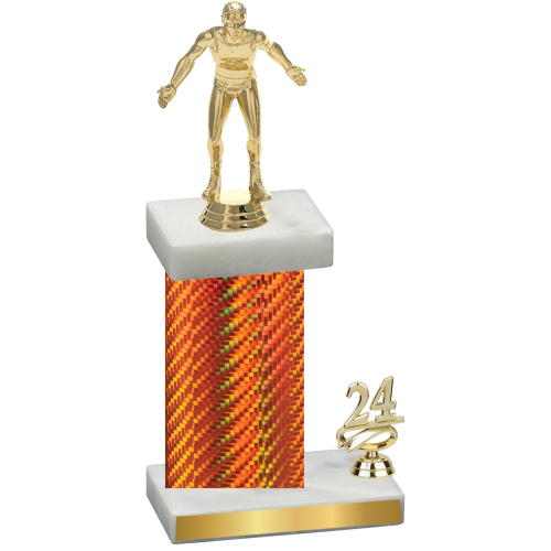 Accented Single Orange Carbon Fiber Year Wrestling Trophy