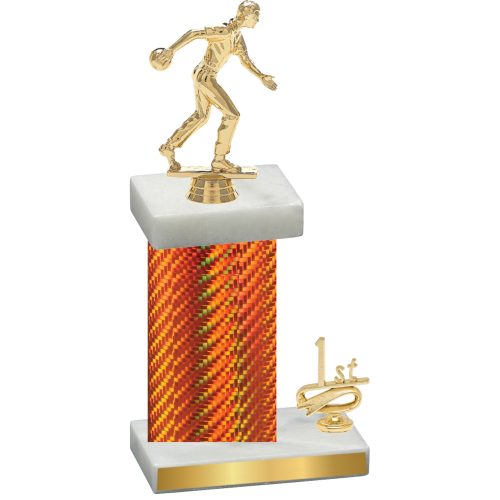 Accented Single Orange Carbon Fiber First Place Bowling Trophy