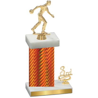 Accented Single Orange Carbon Fiber Third Place Bowling Trophy