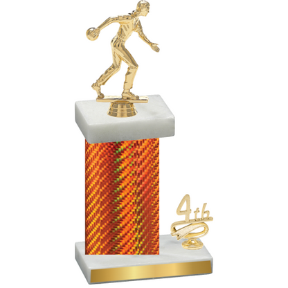 Accented Single Orange Carbon Fiber Fourth Place Bowling Trophy