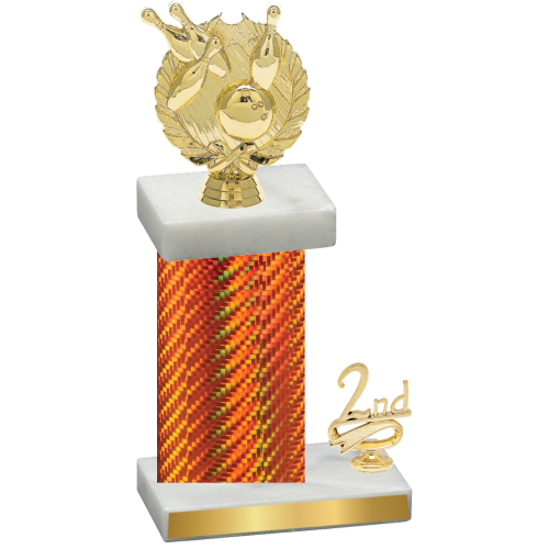 Accented Single Orange Carbon Fiber Second Place Bowling Trophy