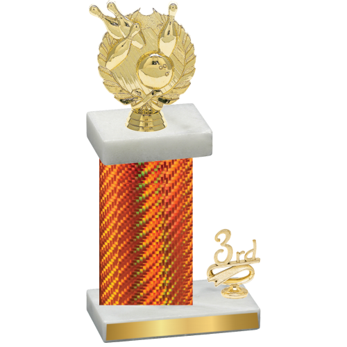 Accented Single Orange Carbon Fiber Third Place Bowling Trophy