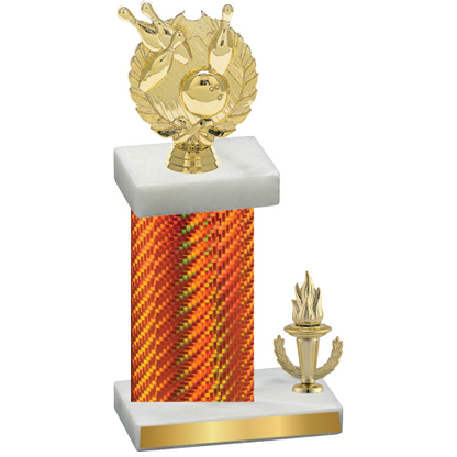 Accented Single Orange Carbon Fiber Victory Bowling Trophy