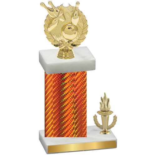 Accented Single Orange Carbon Fiber Victory Bowling Trophy