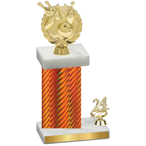 Accented Single Orange Carbon Fiber Year Bowling Trophy