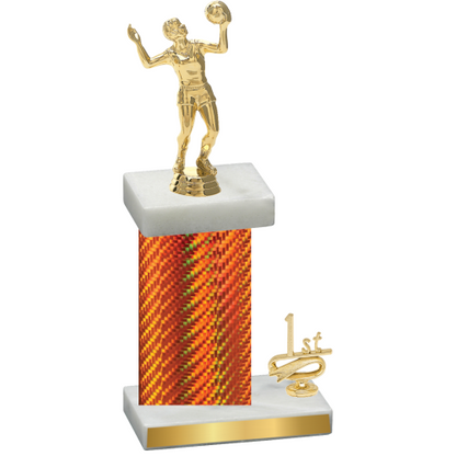 Accented Single Orange Carbon Fiber First Place Volleyball Trophy