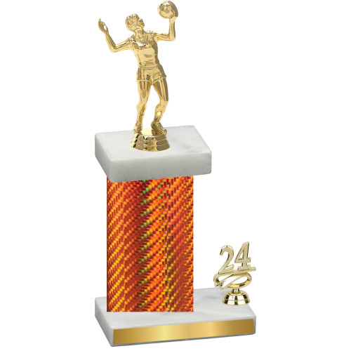 Accented Single Orange Carbon Fiber Year Volleyball Trophy