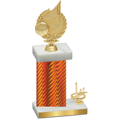 Accented Single Orange Carbon Fiber First Place Volleyball Trophy