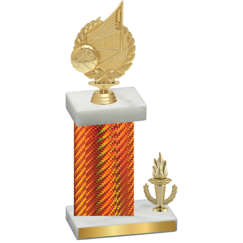 Accented Single Orange Carbon Fiber Victory Volleyball Trophy