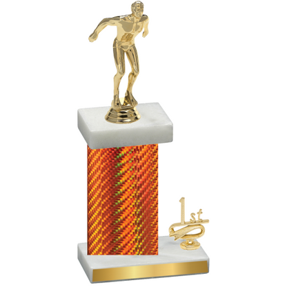 Accented Single Orange Carbon Fiber First Place Swimming Trophy