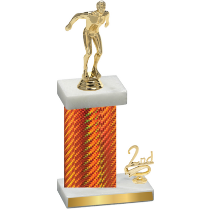 Accented Single Orange Carbon Fiber Second Place Swimming Trophy