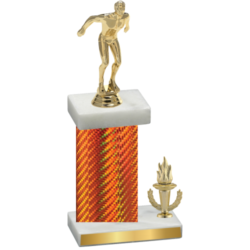 Accented Single Orange Carbon Fiber Victory Swimming Trophy