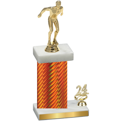 Accented Single Orange Carbon Fiber Year Swimming Trophy