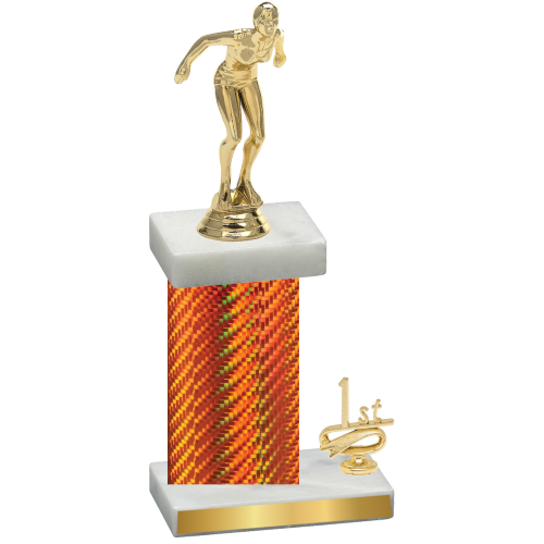 Accented Single Orange Carbon Fiber First Place Tennis Trophy