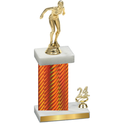 Accented Single Orange Carbon Fiber Year Tennis Trophy