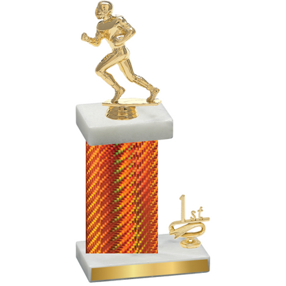 Accented Single Orange Carbon Fiber First Place Football Trophy