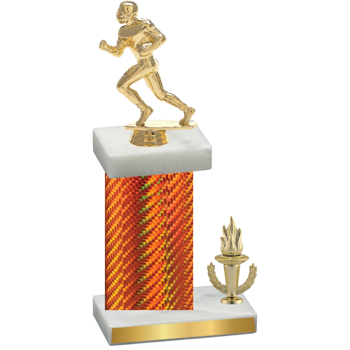 Accented Single Orange Carbon Fiber Victory Football Trophy