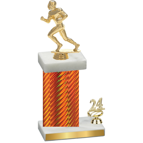 Accented Single Orange Carbon Fiber Year Football Trophy