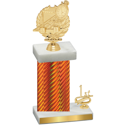 Accented Single Orange Carbon Fiber First Place Swimming Trophy